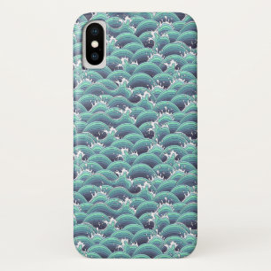 Dekorativer Meereswellenhintergrund iPhone X Hülle