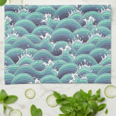 Dekorativer Meereswellenhintergrund Geschirrtuch (Gefaltet)