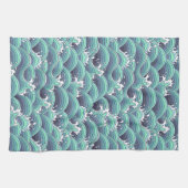 Dekorativer Meereswellenhintergrund Geschirrtuch (Horizontal)