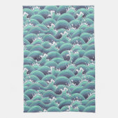 Dekorativer Meereswellenhintergrund Geschirrtuch (Vertikal)