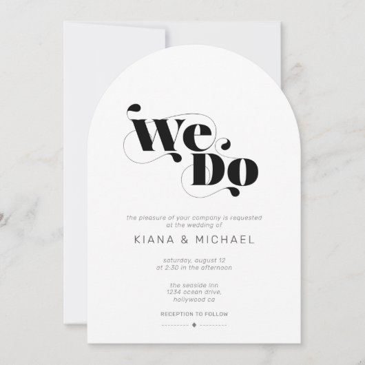 Dekorativer moderner Hochzeitbogen ID887 Einladung (Vorderseite)