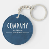 Dekorativer Name des blauen Unternehmens Schlüsselanhänger (Rückseite)