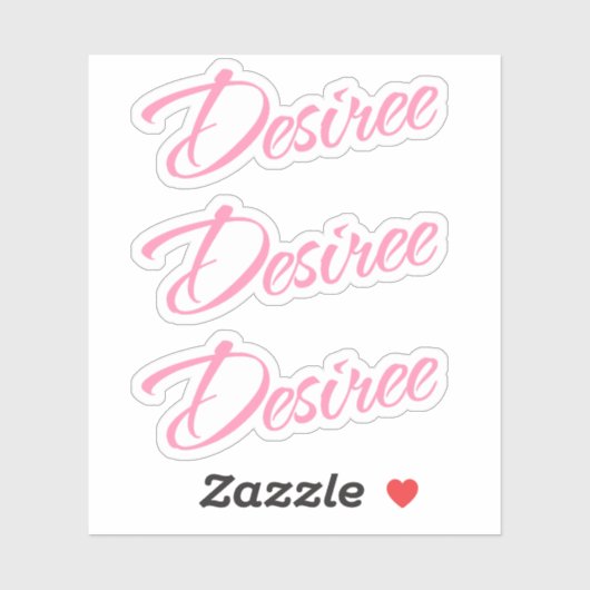 Dekorativer Name in Rosa x3 Aufkleber (Blatt)