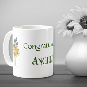 Dekorativer Name Papier gequälte Blumen für jeden Kaffeetasse