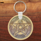 Dekorativer Pastell Peach Pentagramm Schlüsselanhä Schlüsselanhänger (Vorderseite)