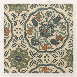 Dekorativer persischer Fliesen-mit Blumenentwurf Glasuntersetzer