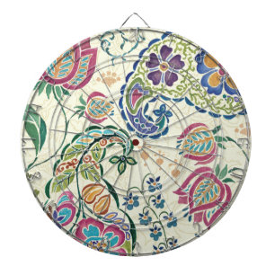 Dekorativer Pfau und bunte Blumen Dartscheibe