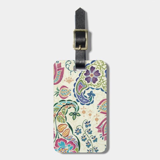 Dekorativer Pfau und bunte Blumen Gepäckanhänger (Vorderseite vertikal)