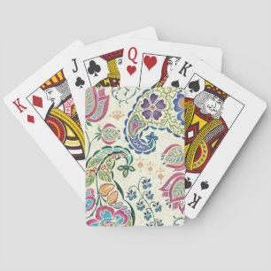 Dekorativer Pfau und bunte Blumen Spielkarten