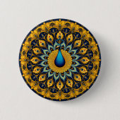 Dekorativer Pfau Vogel auf weiß Button (Vorderseite)