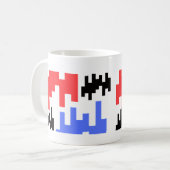 Dekorativer Pixel-Becher in Rot und Blau. Kaffeetasse (Vorderseite Links)