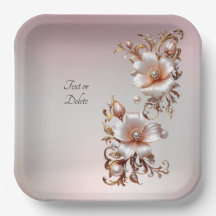 Dekorativer rosa Blumen-Papierteller