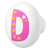 Dekorativer rosa Buchstabe D mit Monogramm Griffkn Keramikknauf (Rechts)