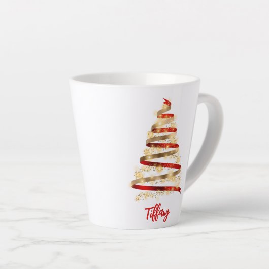 Dekorativer Rot- und Gold-Weihnachtsbaum Milchtasse (Rechte Ecke)