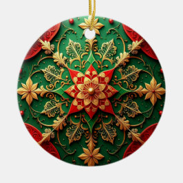 Dekorativer roter grüner Feiertags-Schmuck Keramik Ornament