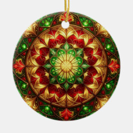 Dekorativer roter grüner Feiertags-Schmuck Keramik Ornament
