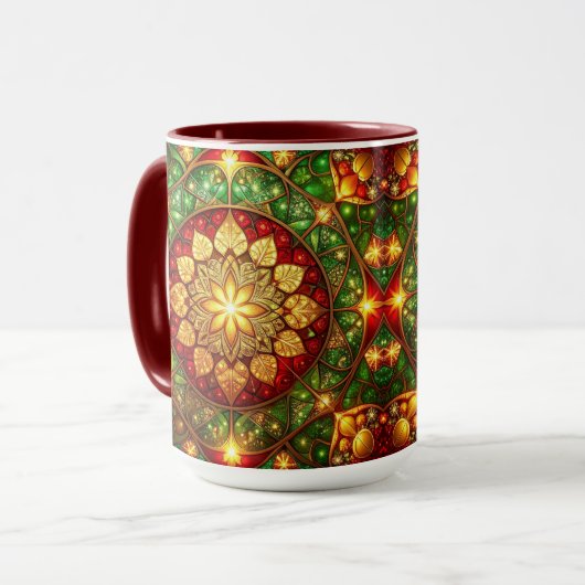 Dekorativer roter grüner Feiertagsbecher Tasse (Vorderseite Links)
