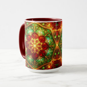 Dekorativer roter grüner Feiertagsbecher Tasse