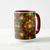 Dekorativer roter grüner Feiertagsbecher Tasse (VorderseiteRechts)