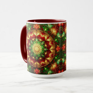 Dekorativer roter grüner Feiertagsbecher Tasse