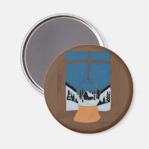 Dekorativer runder Wintermagnet Schneekugel Cocoo Magnet