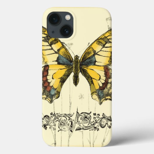 Dekorativer Schmetterling mit Wildblumen Case-Mate iPhone Hülle (Rückseite)
