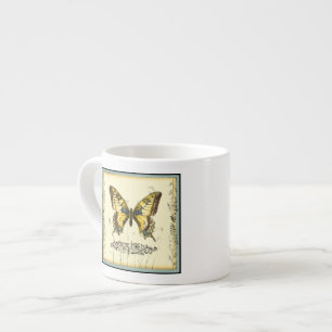 Dekorativer Schmetterling mit Wildblumen Espressotasse