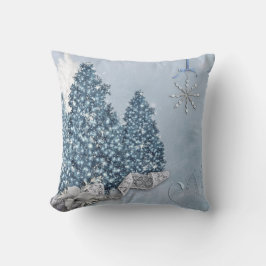 Dekorativer Schnee-blauer u. weißer Ball-frohe Kissen