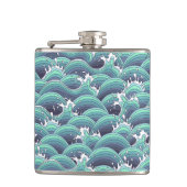 Dekorativer Seewellen-Hintergrund Flachmann (Vorderseite)