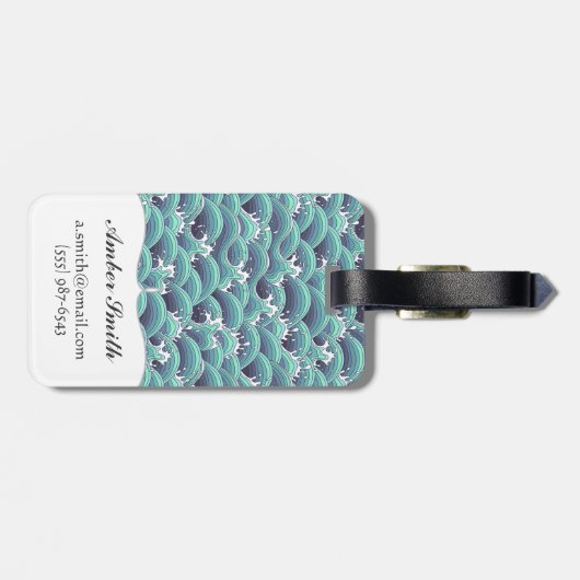 Dekorativer Seewellen-Hintergrund Gepäckanhänger (Rückseite horizontal)