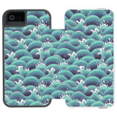 Dekorativer Seewellen-Hintergrund Incipio iPhone Geldbeutel-Hülle (Folio Geöffnet)