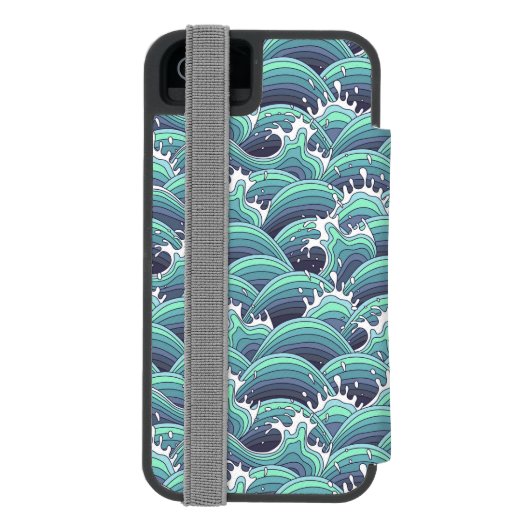 Dekorativer Seewellen-Hintergrund Incipio iPhone Geldbeutel-Hülle (Folio Rückseite)