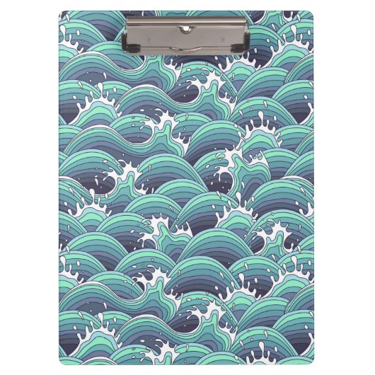 Dekorativer Seewellen-Hintergrund Klemmbrett (Vorderseite)