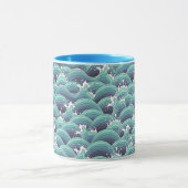 Dekorativer Seewellen-Hintergrund Tasse (Zentrum)