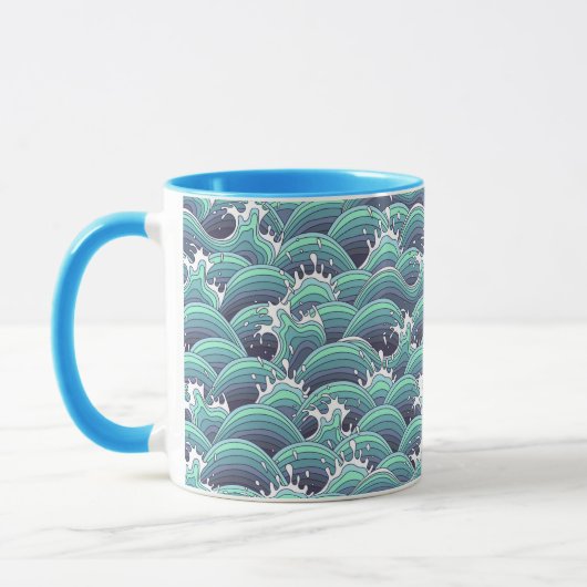 Dekorativer Seewellen-Hintergrund Tasse (Links)