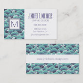 Dekorativer Seewellen-Hintergrund Visitenkarte (Vorne/Hinten)
