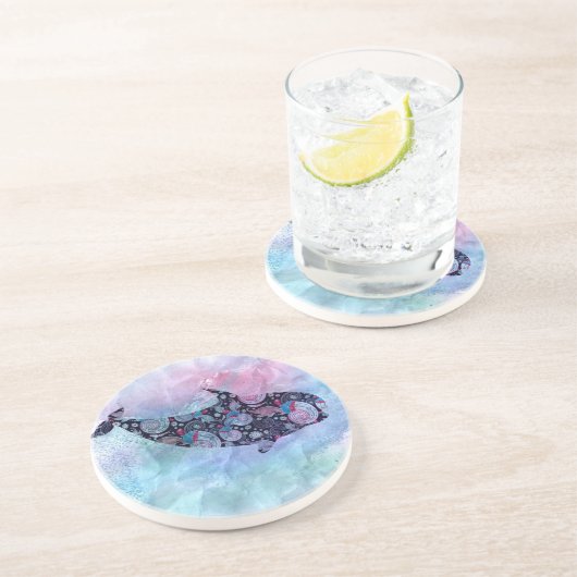 Dekorativer Silhouette-Wal Getränkeuntersetzer (Seite)