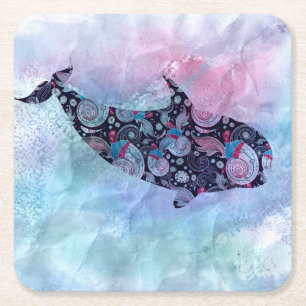 Dekorativer Silhouette-Wal Rechteckiger Pappuntersetzer