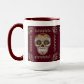 Dekorativer Sonnenblumeschädel Dia de Los Muertos Tasse (Links)