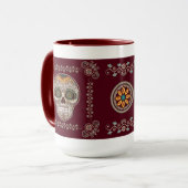 Dekorativer Sonnenblumeschädel Dia de Los Muertos Tasse (Vorderseite Links)