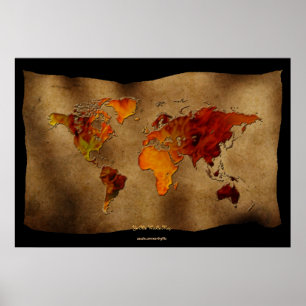 Dekorativer Spaß "Ye Olde Worlde Map" Art Poster