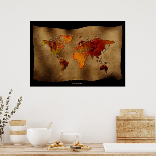 Dekorativer Spaß "Ye Olde Worlde Map" Art Poster (Küche)