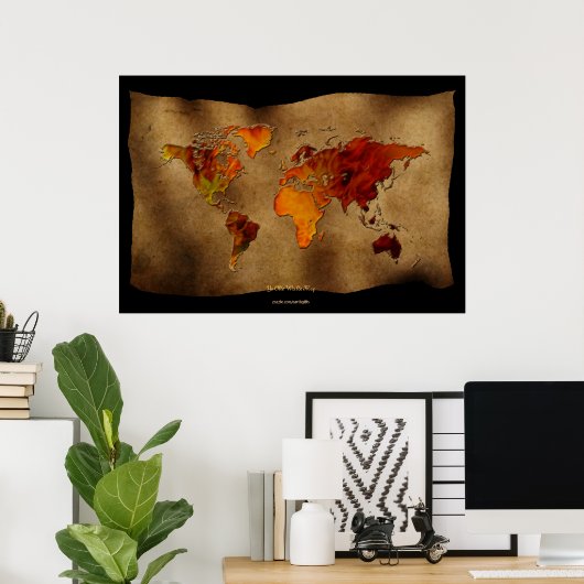 Dekorativer Spaß "Ye Olde Worlde Map" Art Poster (Heimbüro)