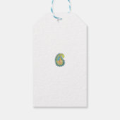 Dekorativer Stil, dunkelblau grün, Wattle Geschenkanhänger (Rückseite)