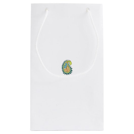 Dekorativer Stil, dunkelblau grün, Wattle Kleine Geschenktüte (Rückseite)