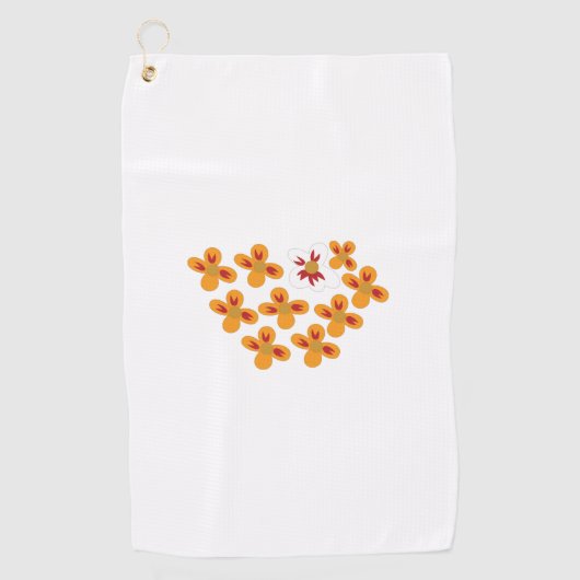 Dekorativer Stil, trübe Orange, Cornell Rot Golfhandtuch (Vorderseite)