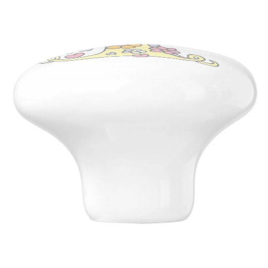 Dekorativer T-Monogramm-Handgriff mit Druckknopf Keramikknauf (Seitenansicht)