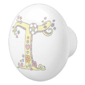 Dekorativer T-Monogramm-Handgriff mit Druckknopf Keramikknauf (Rechts)