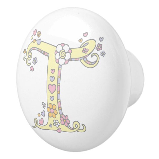 Dekorativer T-Monogramm-Handgriff mit Druckknopf Keramikknauf (Rechts)