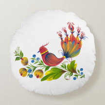 Dekorativer Vogel mit Blumen und Beeren